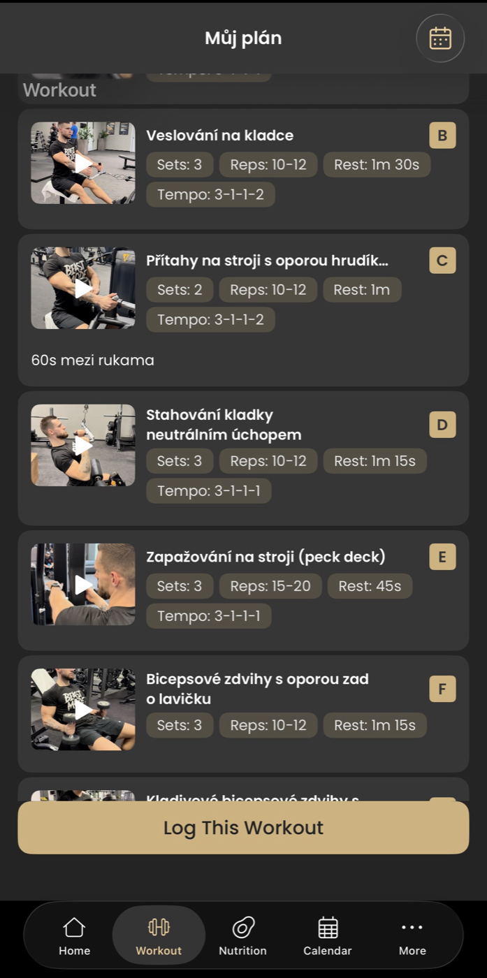 Ukázka aplikace Můj plán